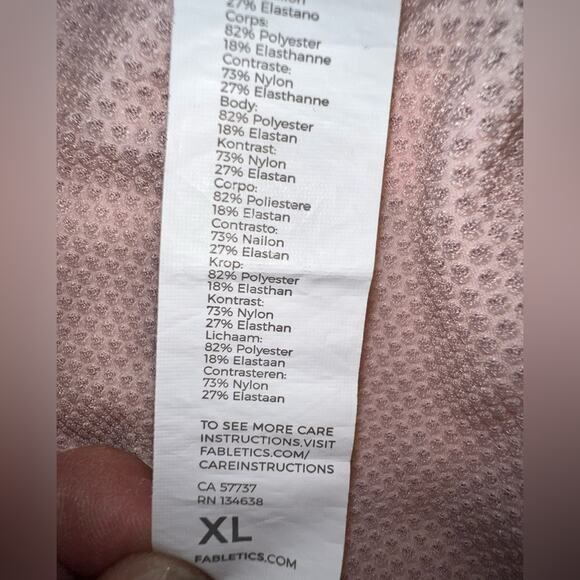 Fabletics trinity performance jacket pink zip up pockets thumb holes size XL - Picture 12 of 13